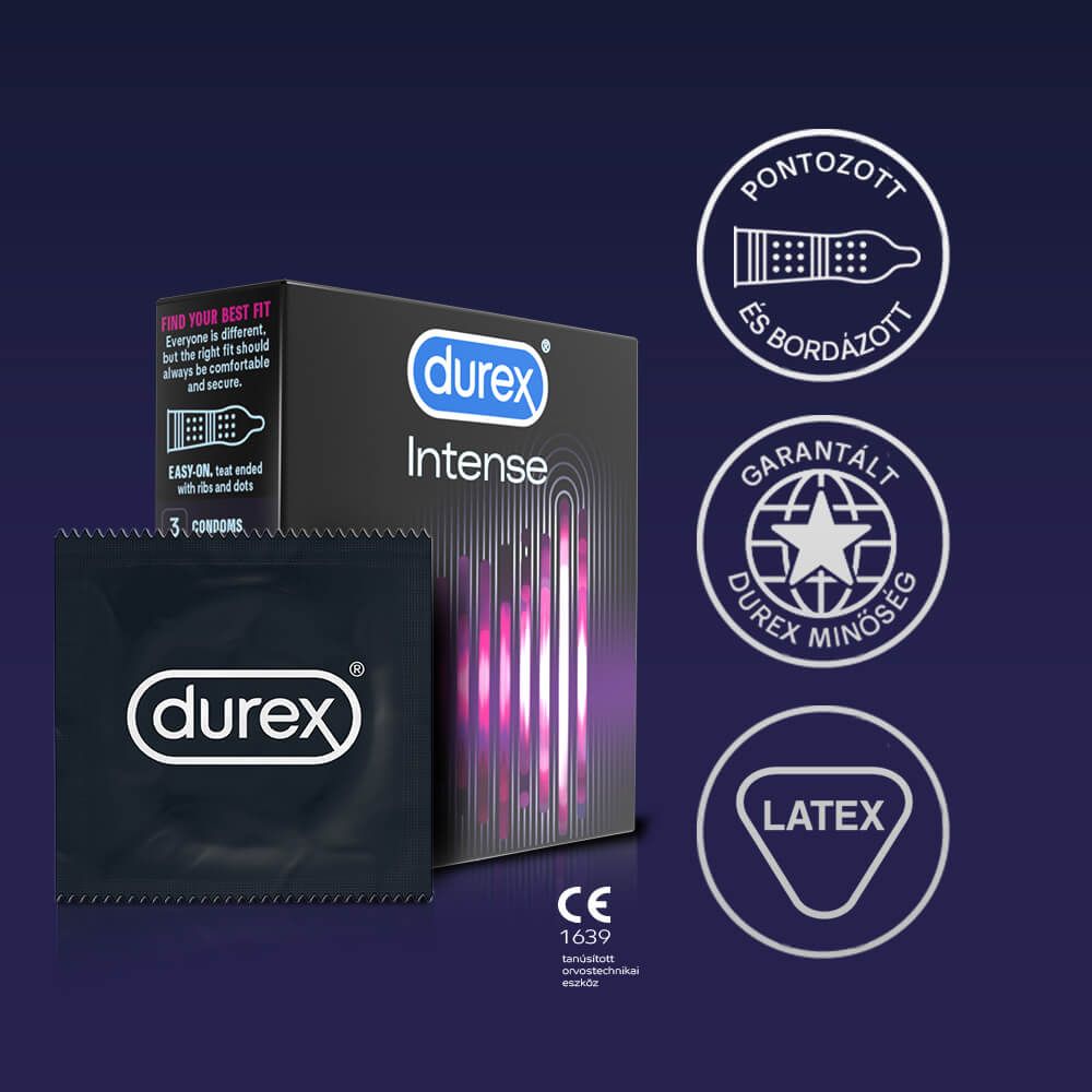 Durex Intense - bordázott és pontozott óvszer(3db) -