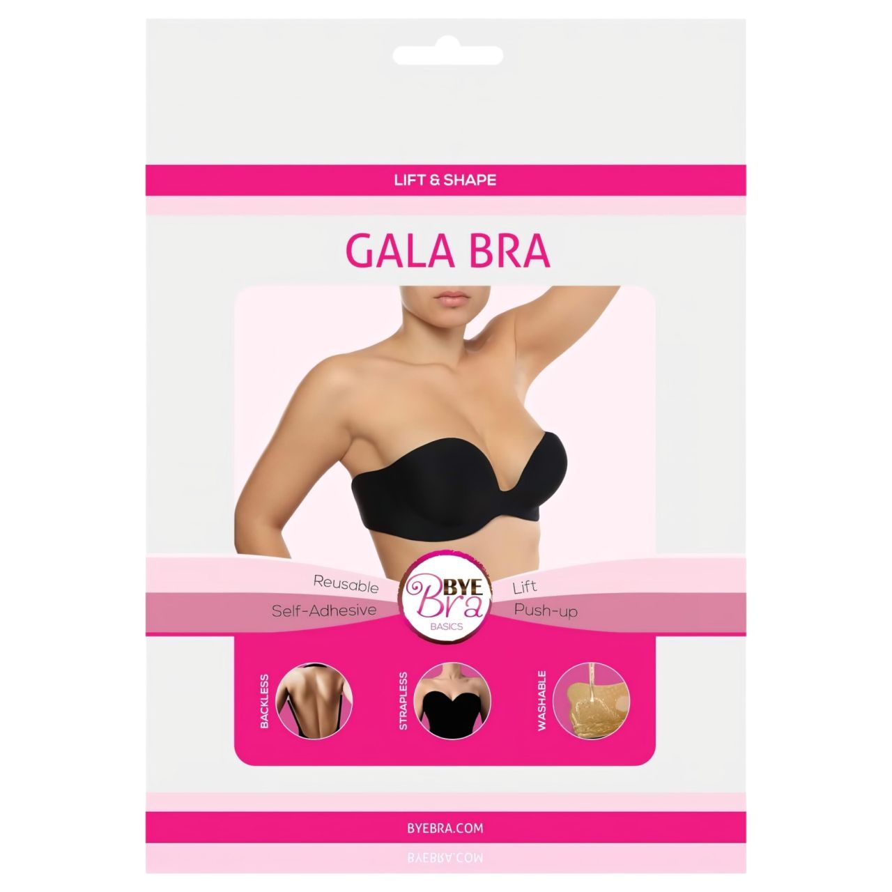 Bye Bra Gala C - rejtett Push-up melltartó (fekete)