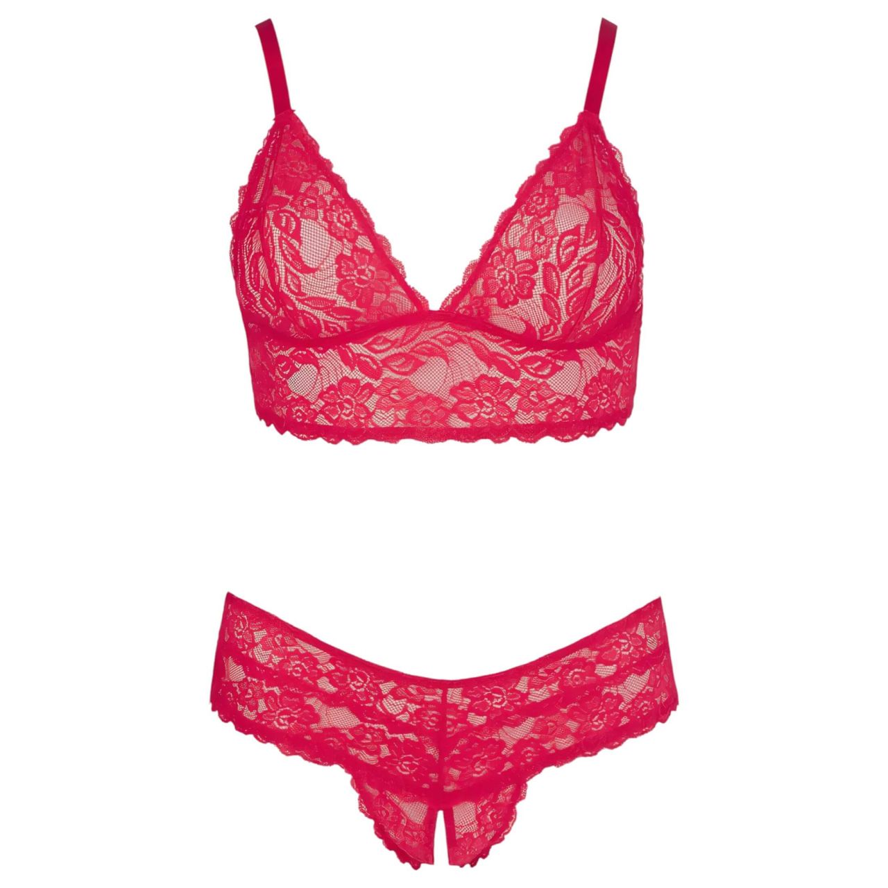 Cottelli Plus Size - puha csipke melltartó szett (piros) Cottelli Plus Size - puha csipke melltartó szett (piros)