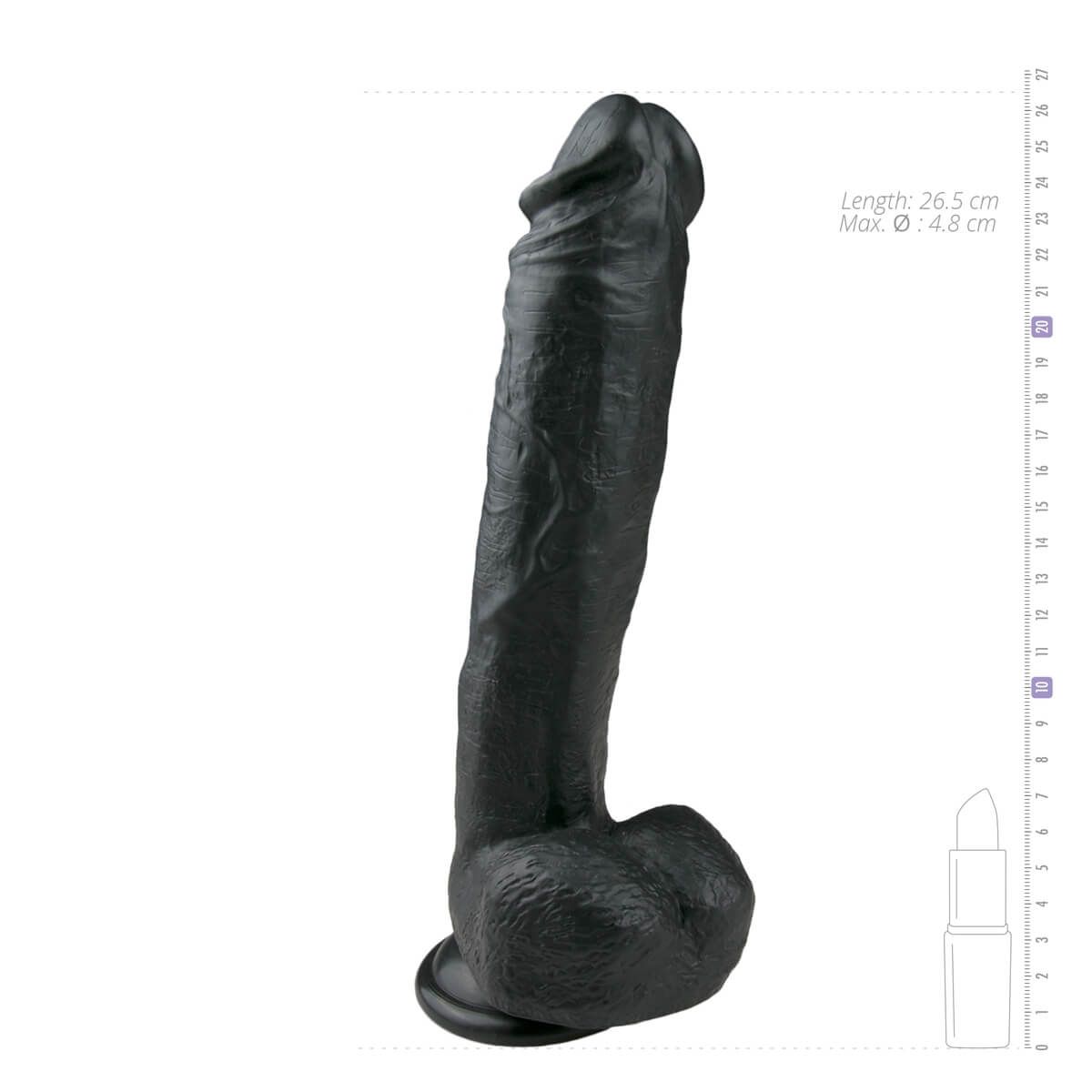 Easytoys - tapadótalpas, herés nagy dildó (26,5cm) - fekete