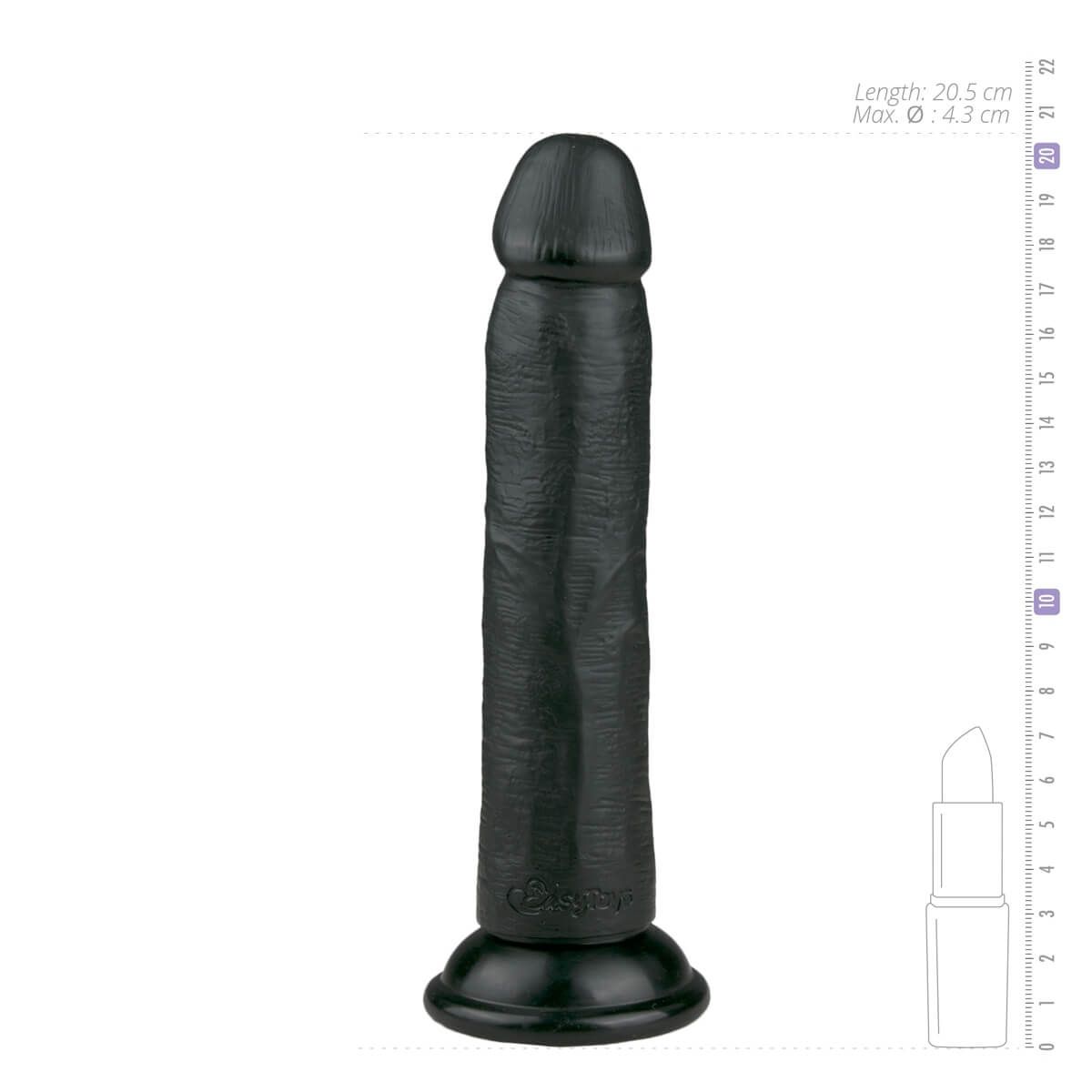 Easytoys - tapadótalpas élethű dildó (20,5cm) - fekete