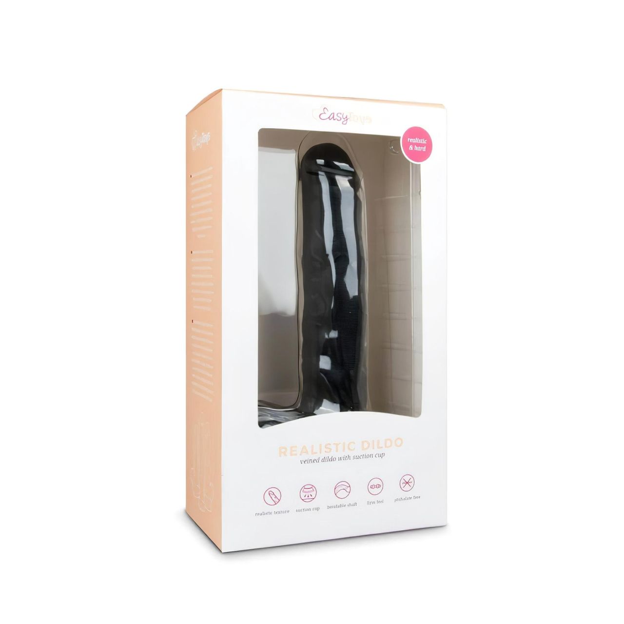 Easytoys - tapadótalpas, herés nagy dildó (29,5cm) - fekete