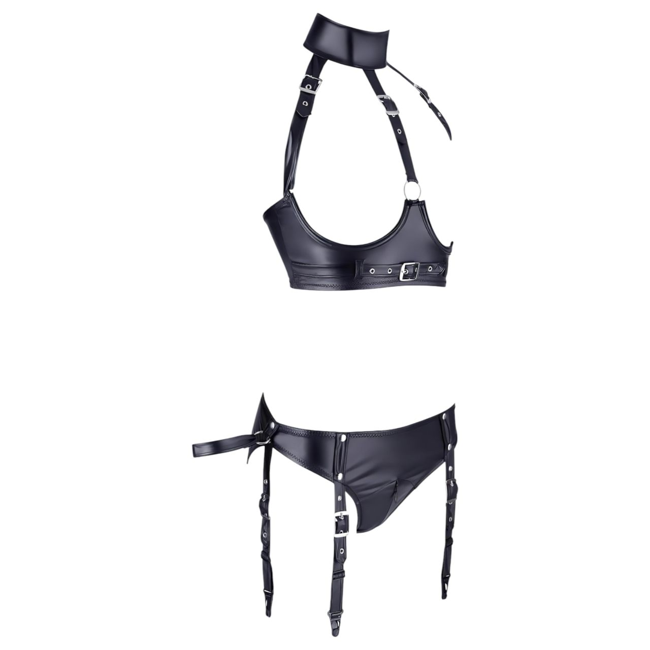 Cottelli Bondage - fényes mellemelő szett bilinccsel (fekete) Cottelli Bondage - fényes mellemelő szett bilinccsel (fekete)
