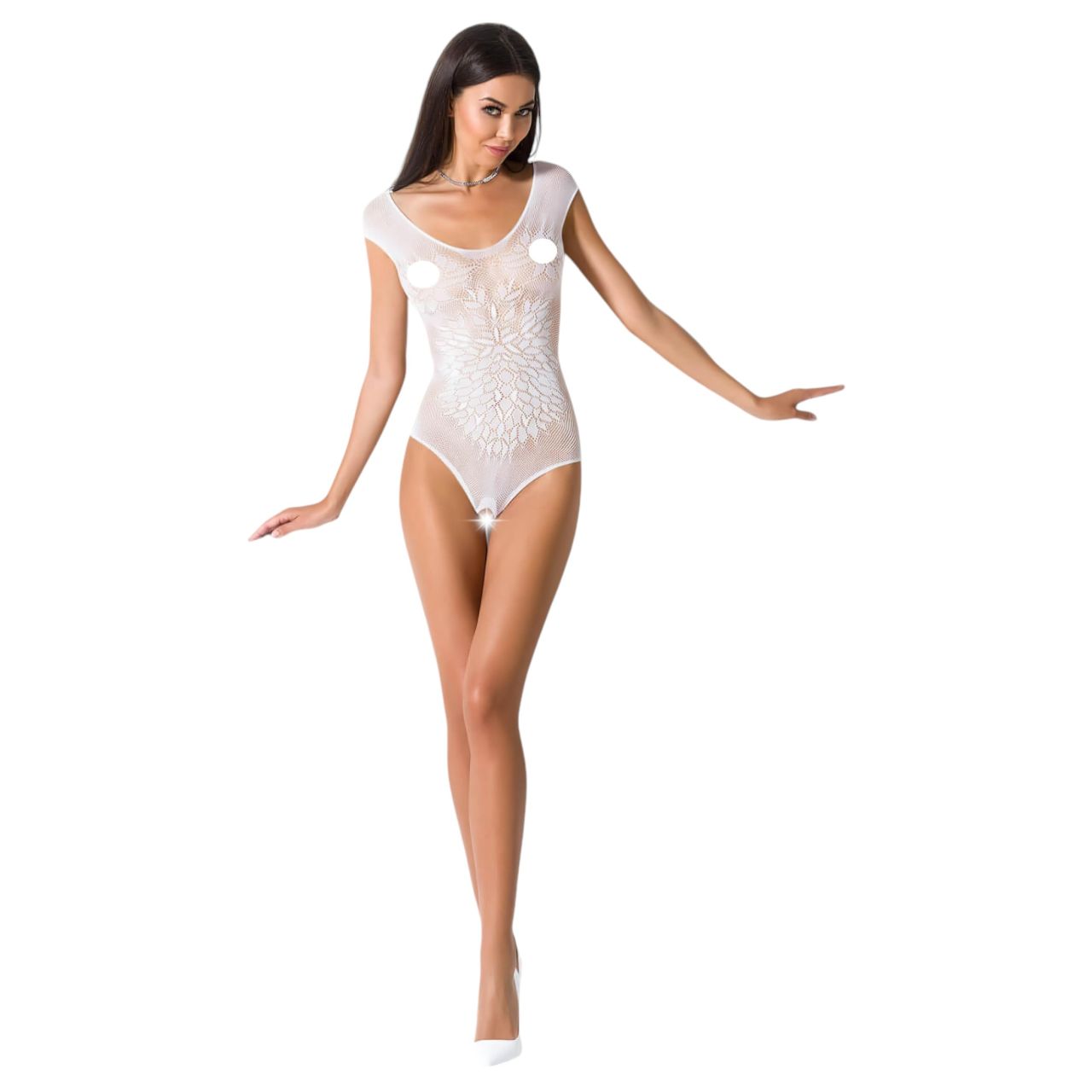 Passion BS064 - nyitott necc body (fehér) - S-L