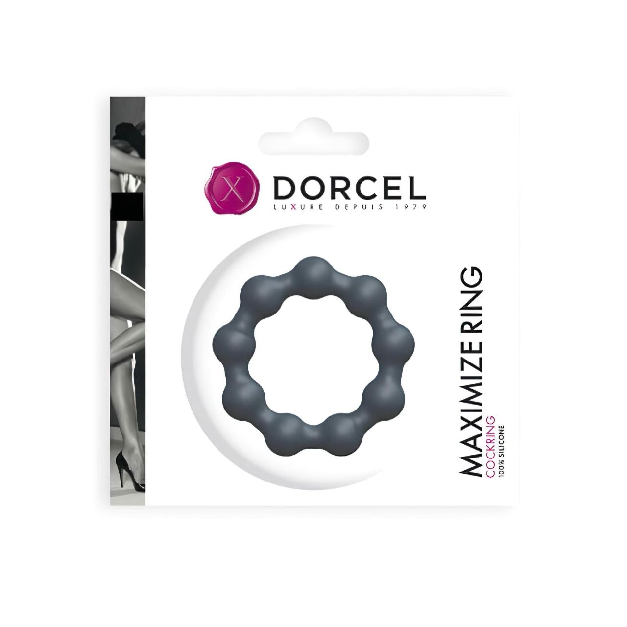 Dorcel Maximize - gömbös, szilikon péniszgyűrű (szürke)