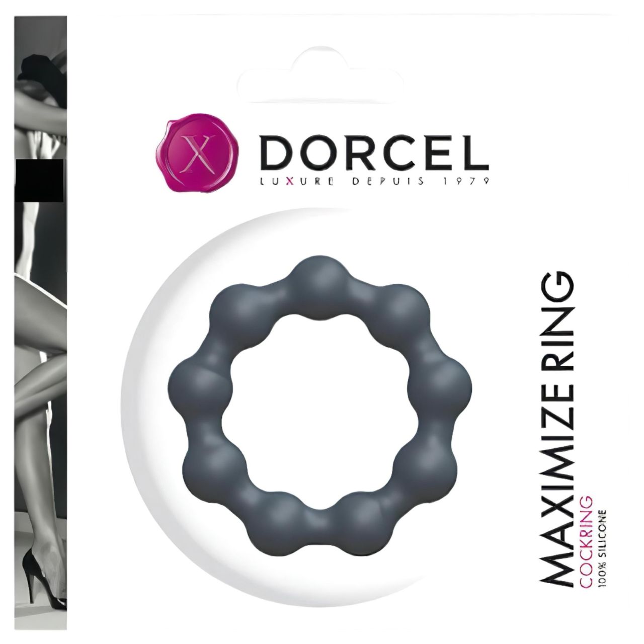 Dorcel Maximize - gömbös, szilikon péniszgyűrű (szürke)