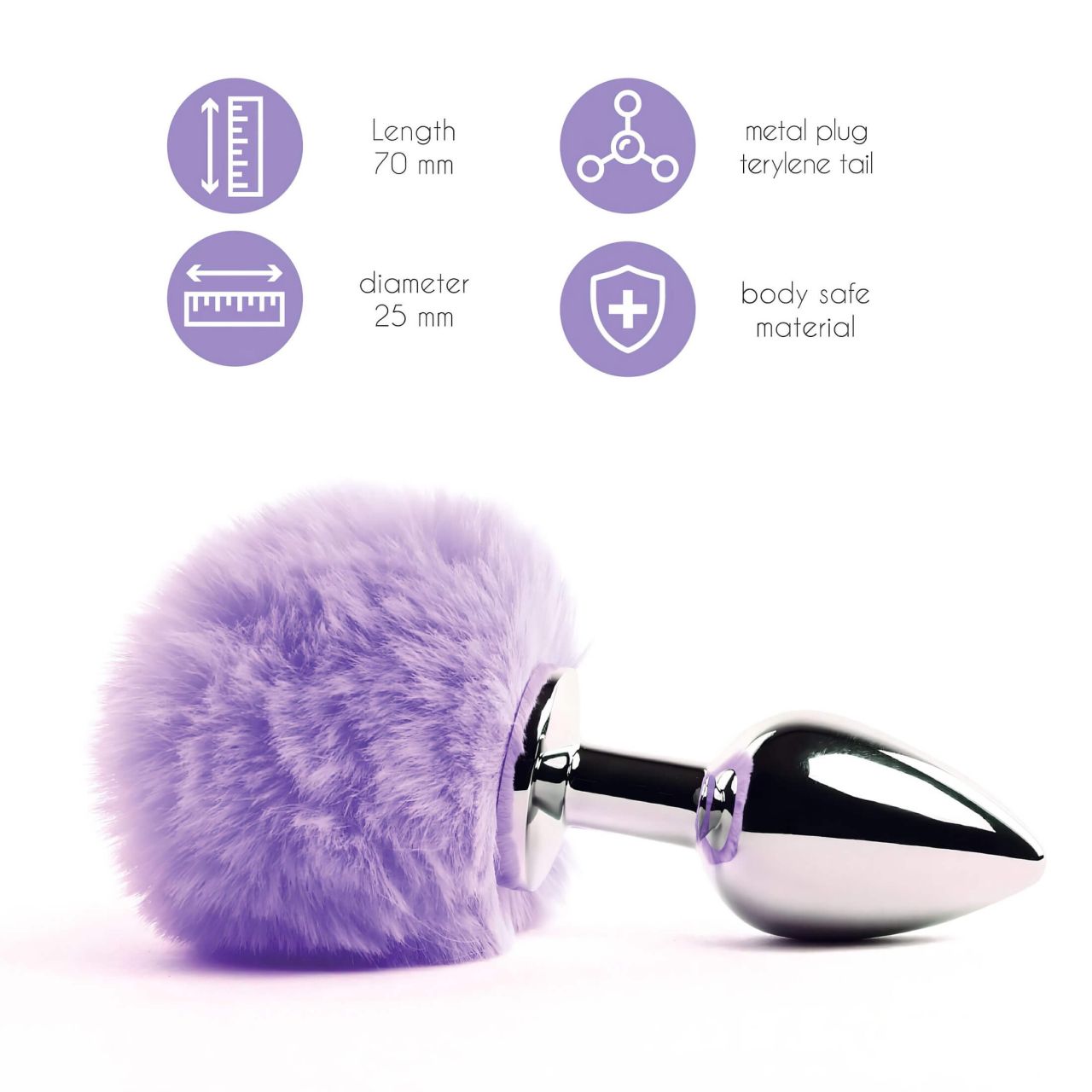 FEELZTOYS - fém anál plug nyuszifarokkal (ezüst-lila) FEELZTOYS - fém anál plug nyuszifarokkal (ezüst-lila)