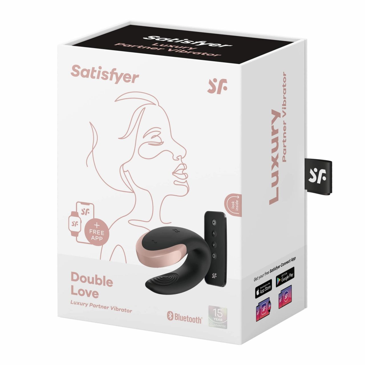 Satisfyer Double Love - okos, vízálló, rádiós párvibrátor (fekete)