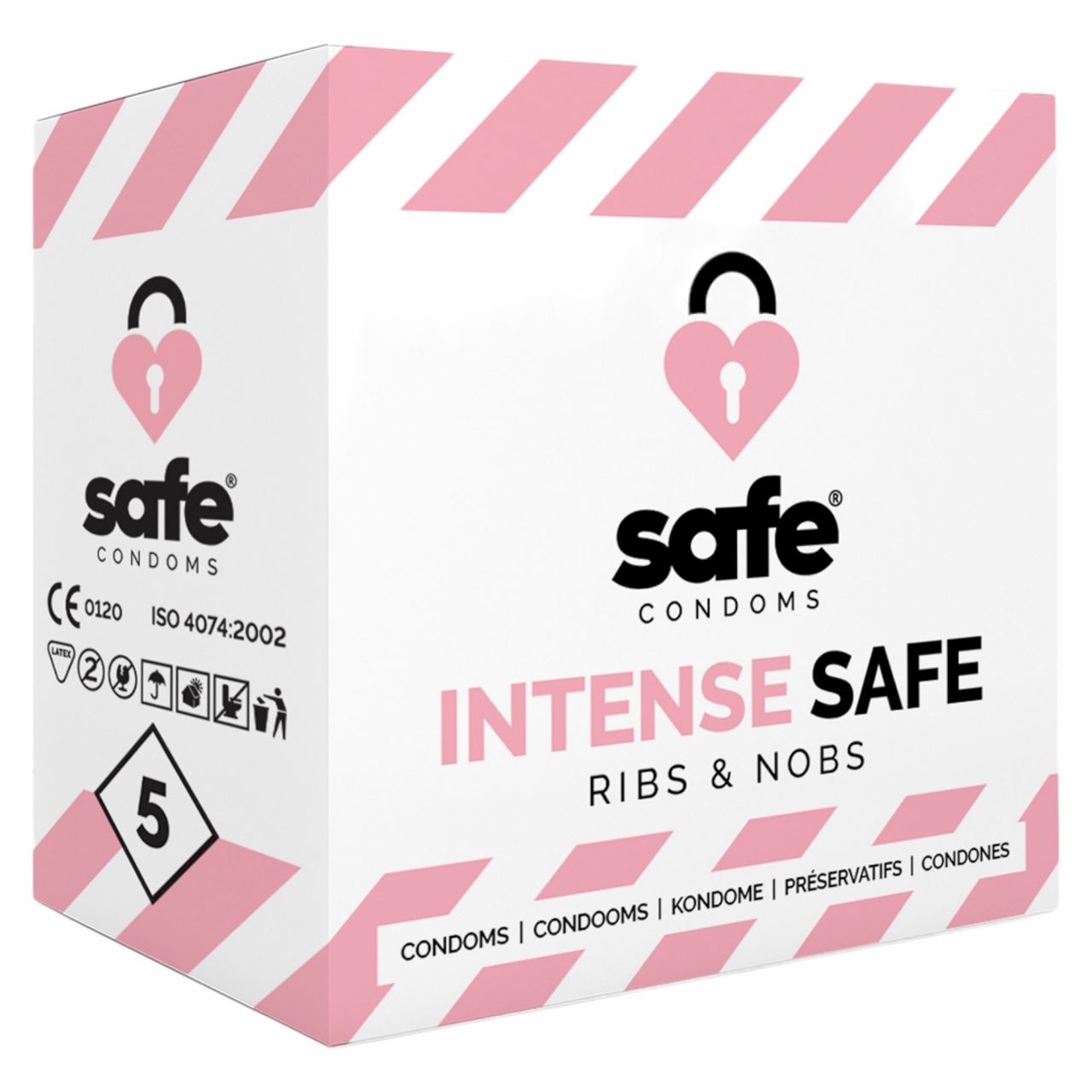 SAFE Intense Safe - bordázott-pontozott óvszer (5db)