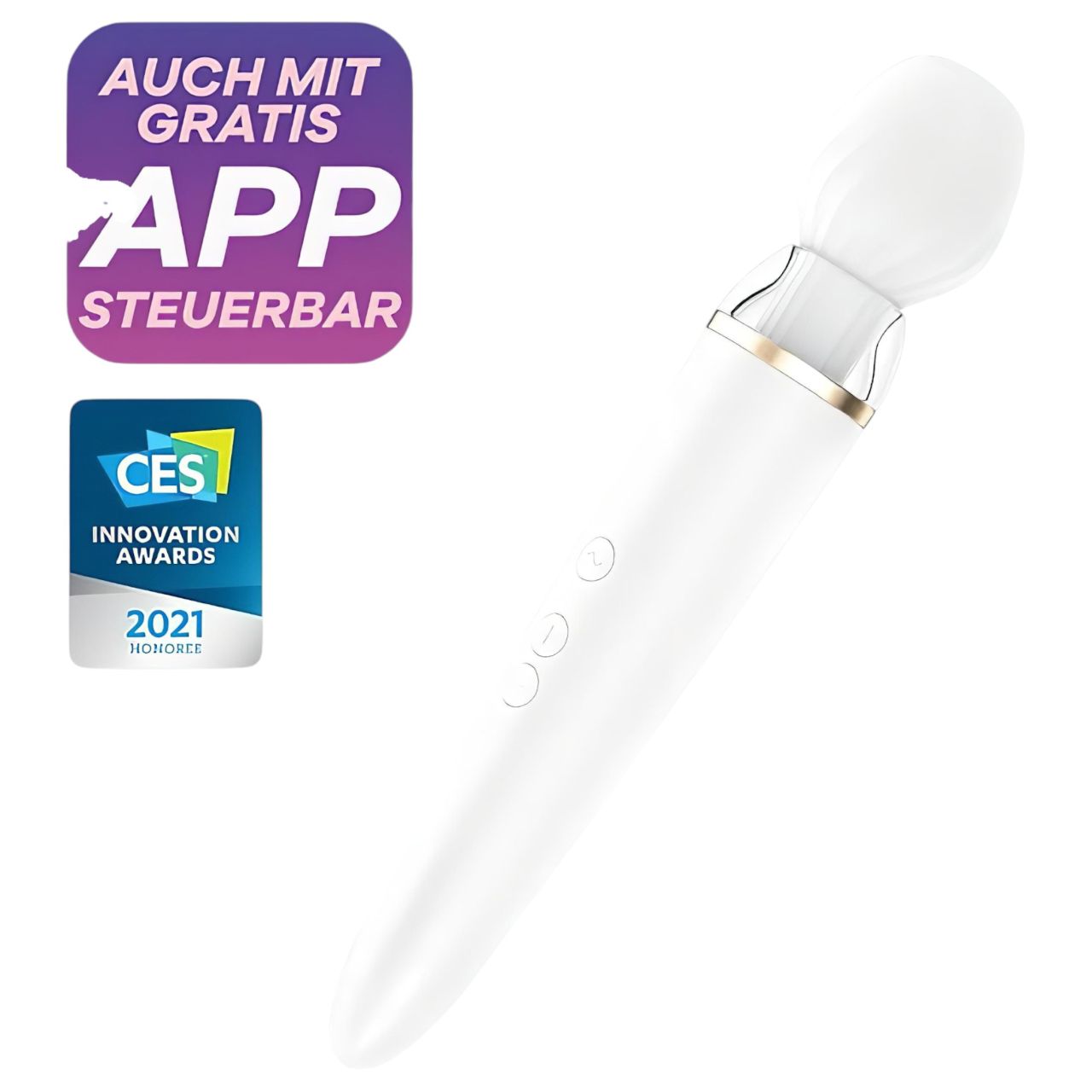 Satisfyer Double Wand-er - okos masszírozó vibrátor (fehér) Satisfyer Double Wand-er - okos masszírozó vibrátor (fehér)