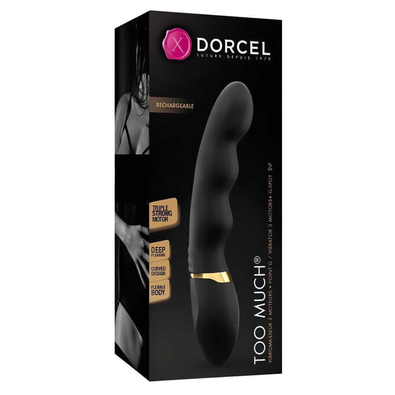 Dorcel Too Much 2.0 - akkus, 3 motoros vibrátor (fekete-arany)