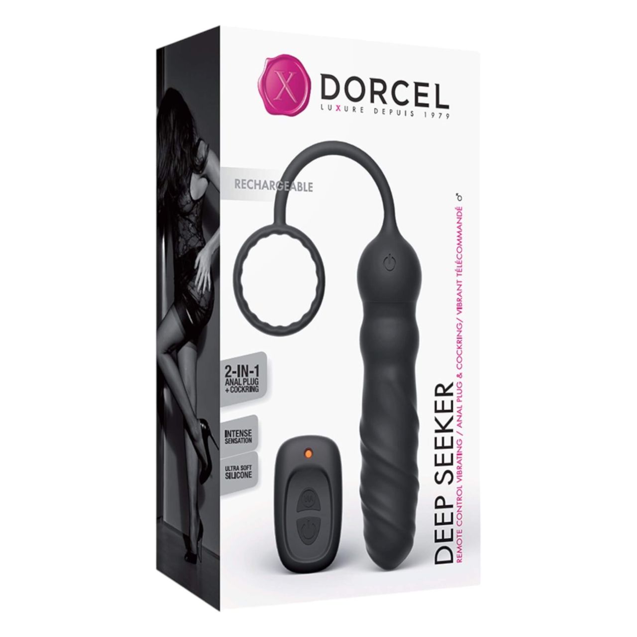 Dorcel Deep Seeker - akkus, rádiós anál vibrátor (fekete)