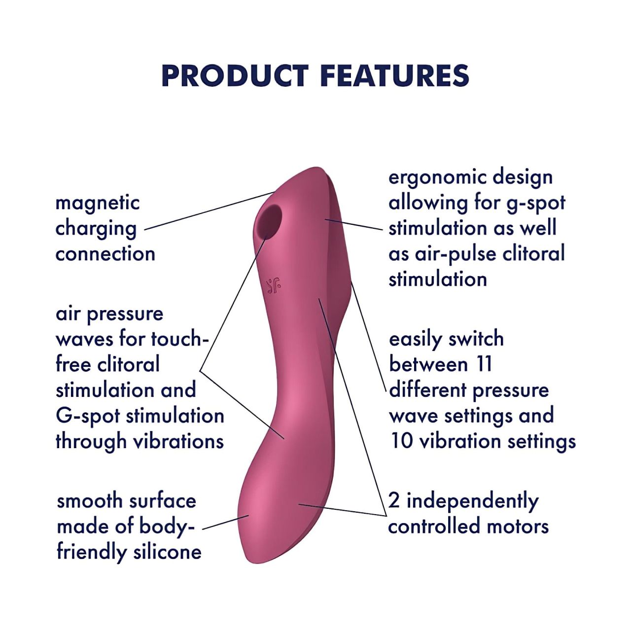 Satisfyer Curvy Trinity 3 - akkus léghullámos 2in1 vibrátor (piros)