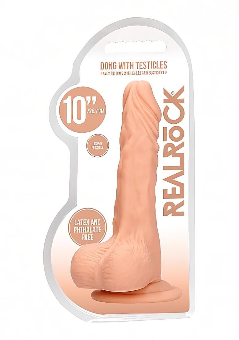 RealRock Dong 10 - élethű, herés dildó (25cm) - natúr