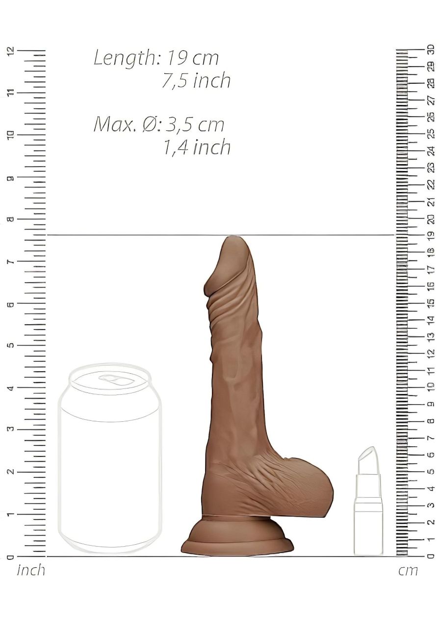 RealRock Dong 7 - élethű, herés dildó (17cm) - sötét natúr