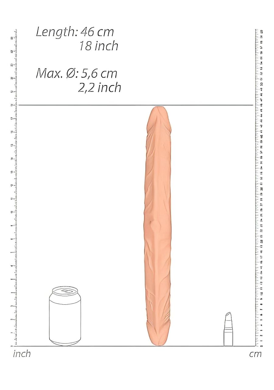 / RealRock Double Dong 18 - dupla dildó (46cm) - natúr