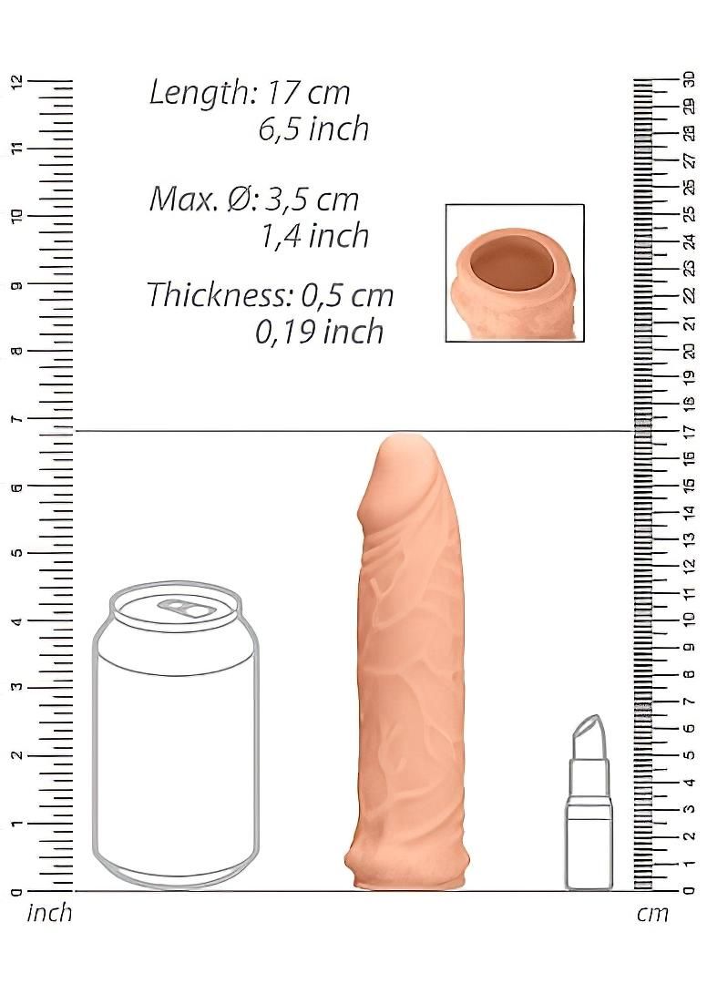 RealRock Penis Sleeve 6 - péniszköpeny (17cm) - natúr