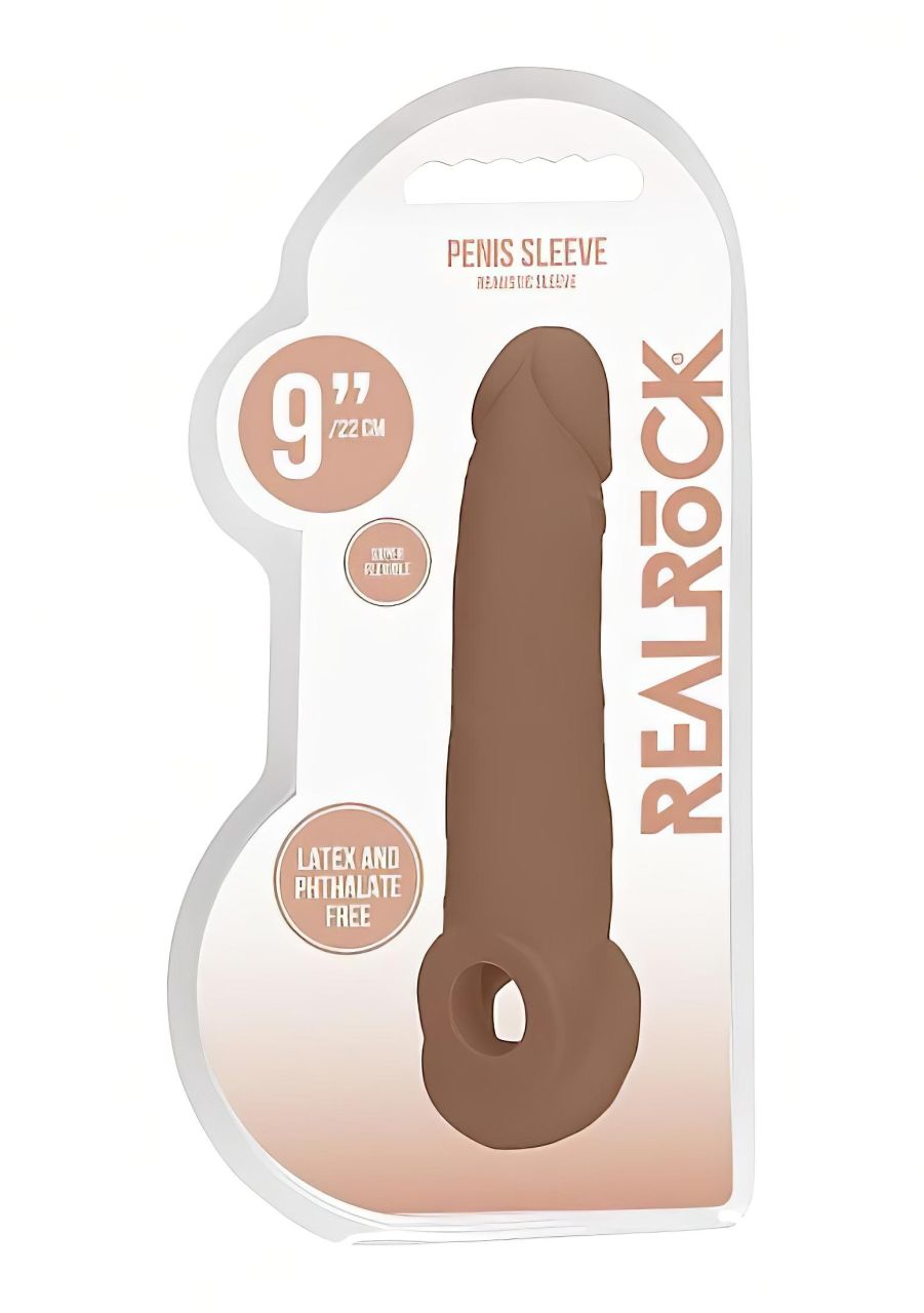 RealRock Penis Sleeve 9 - péniszköpeny (21,5cm) - sötét natúr