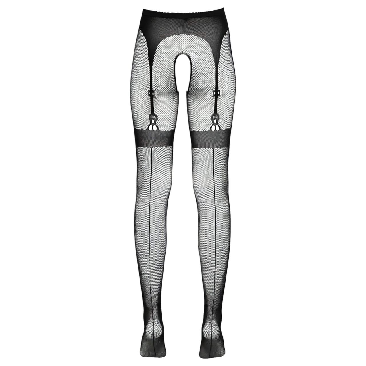 Cottelli Legwear - combfix hatású, nyitott harisnya - fekete (S-L)