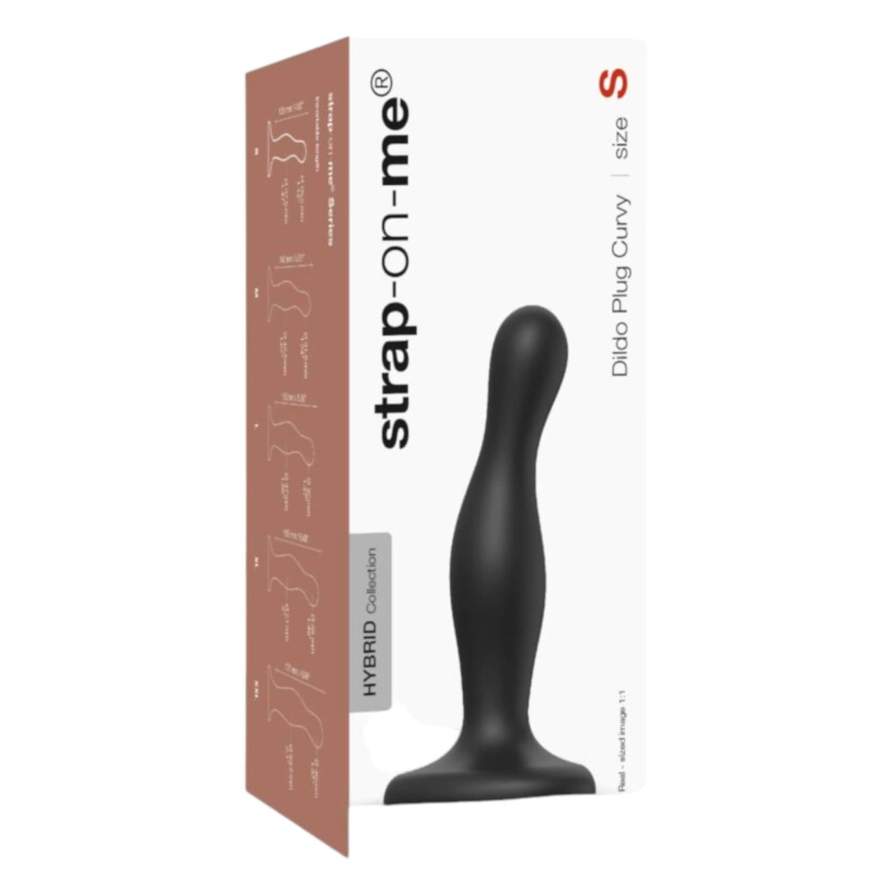 Strap-on-me Curvy S - hullámos, talpas dildó (fekete)