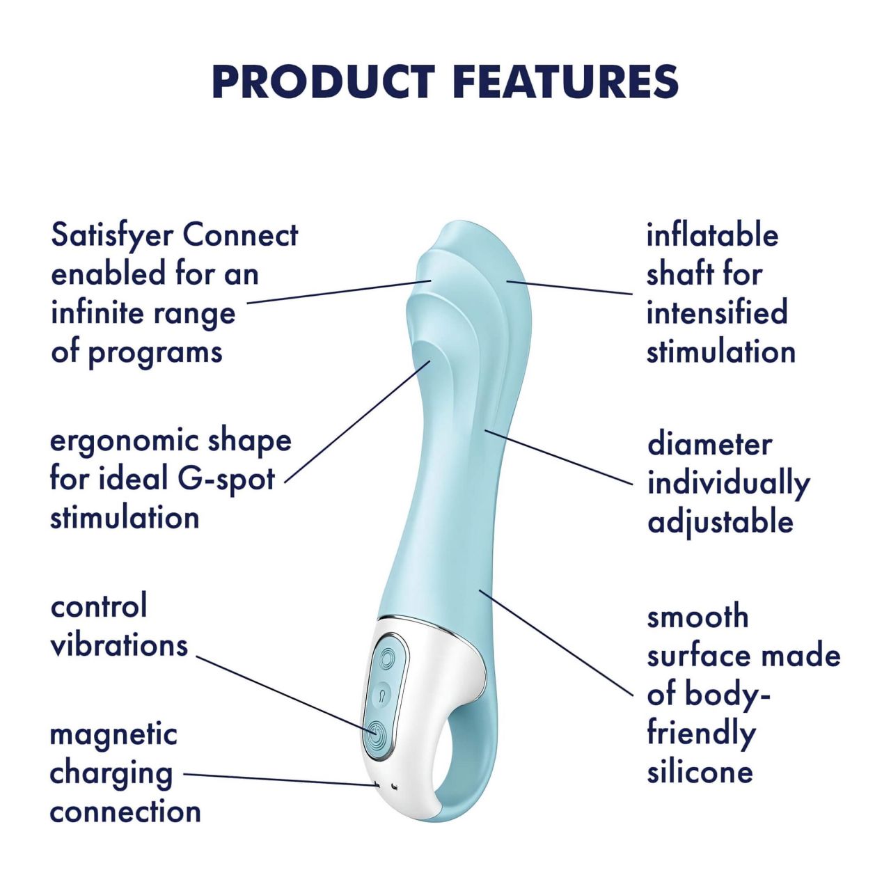 Satisfyer Air Pump Vibrator 5 - okos pumpálható vibrátor (kék)