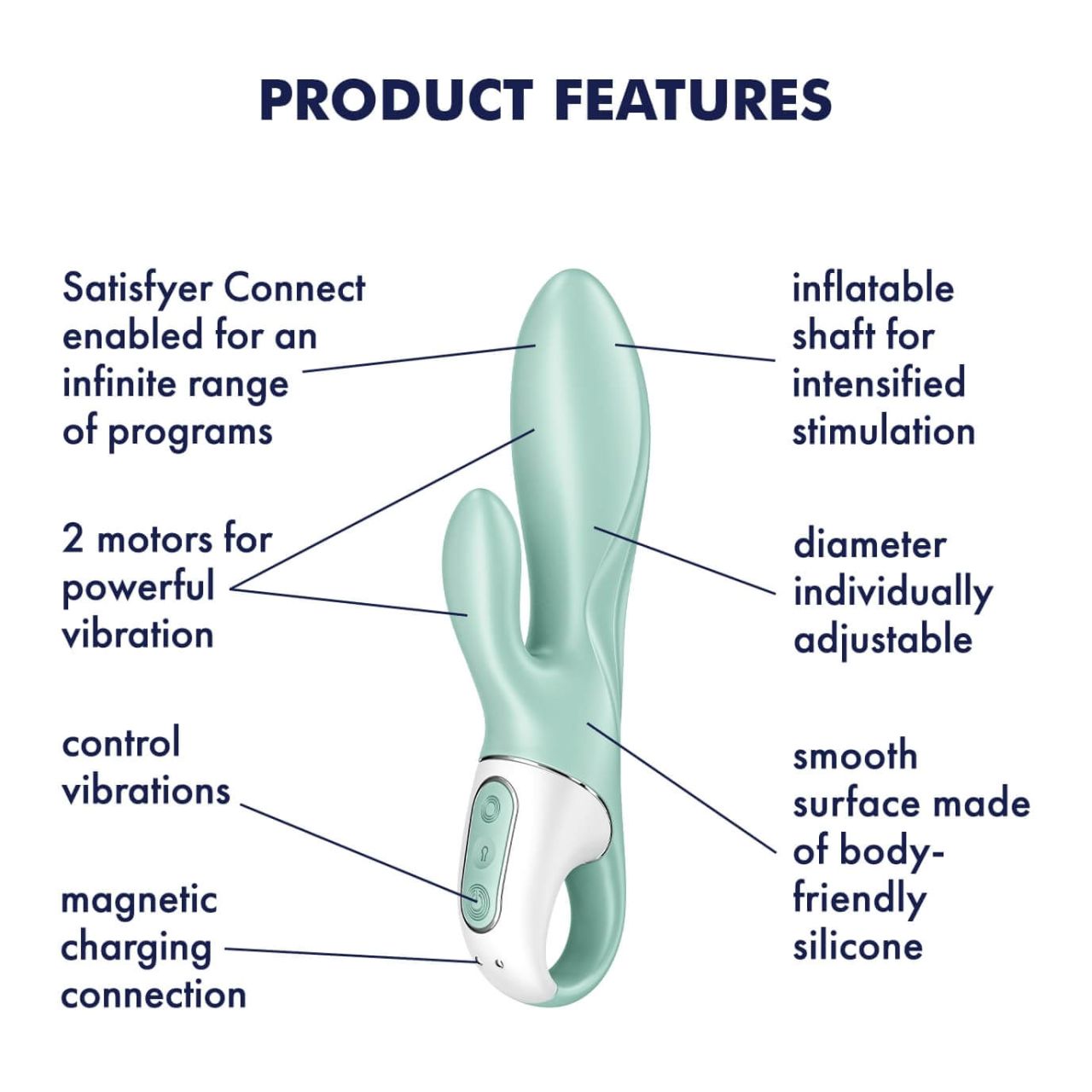 Satisfyer Air Pump Bunny 5 - okos pumpálható vibrátor (menta)