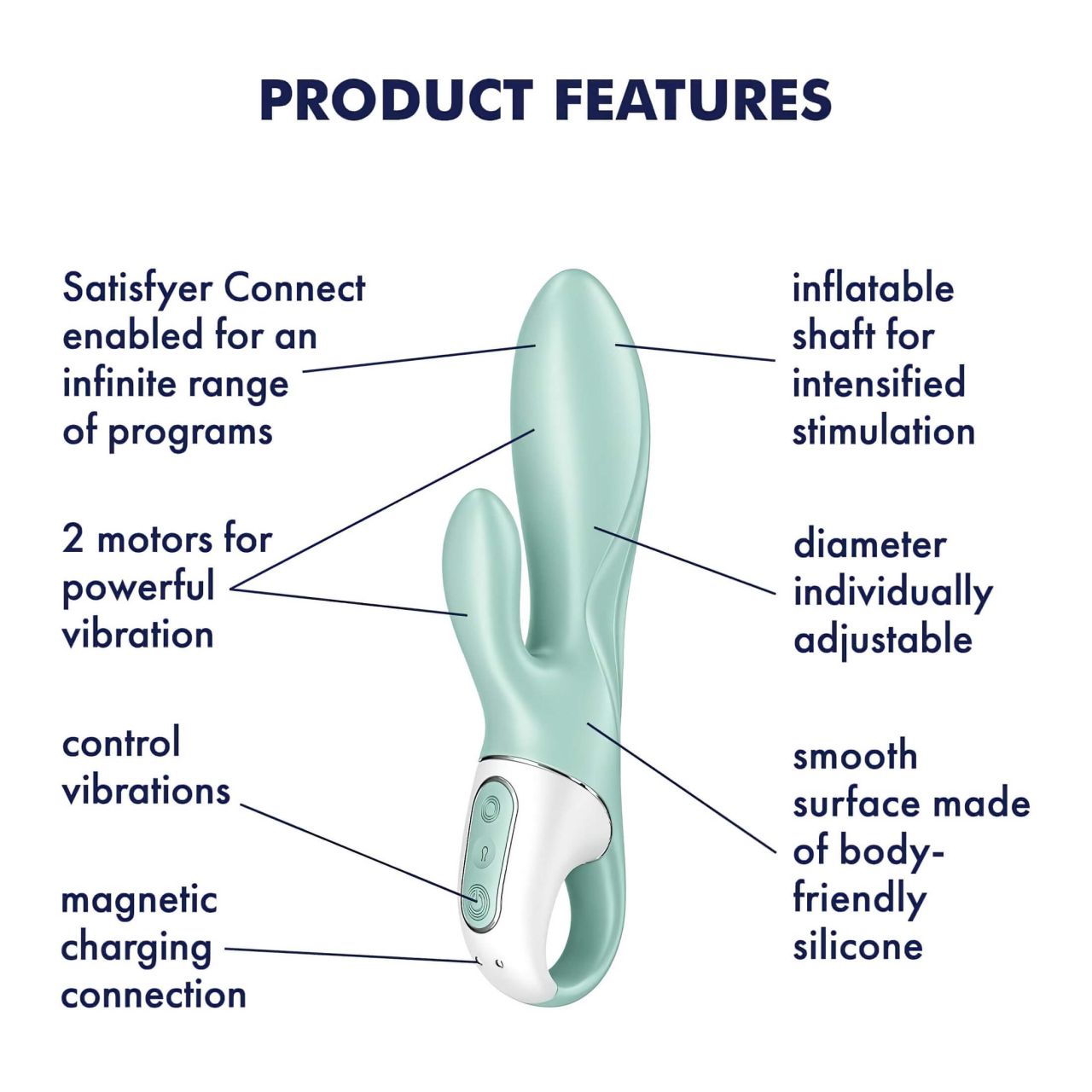 Satisfyer Air Pump Bunny 5 - okos pumpálható vibrátor (menta)