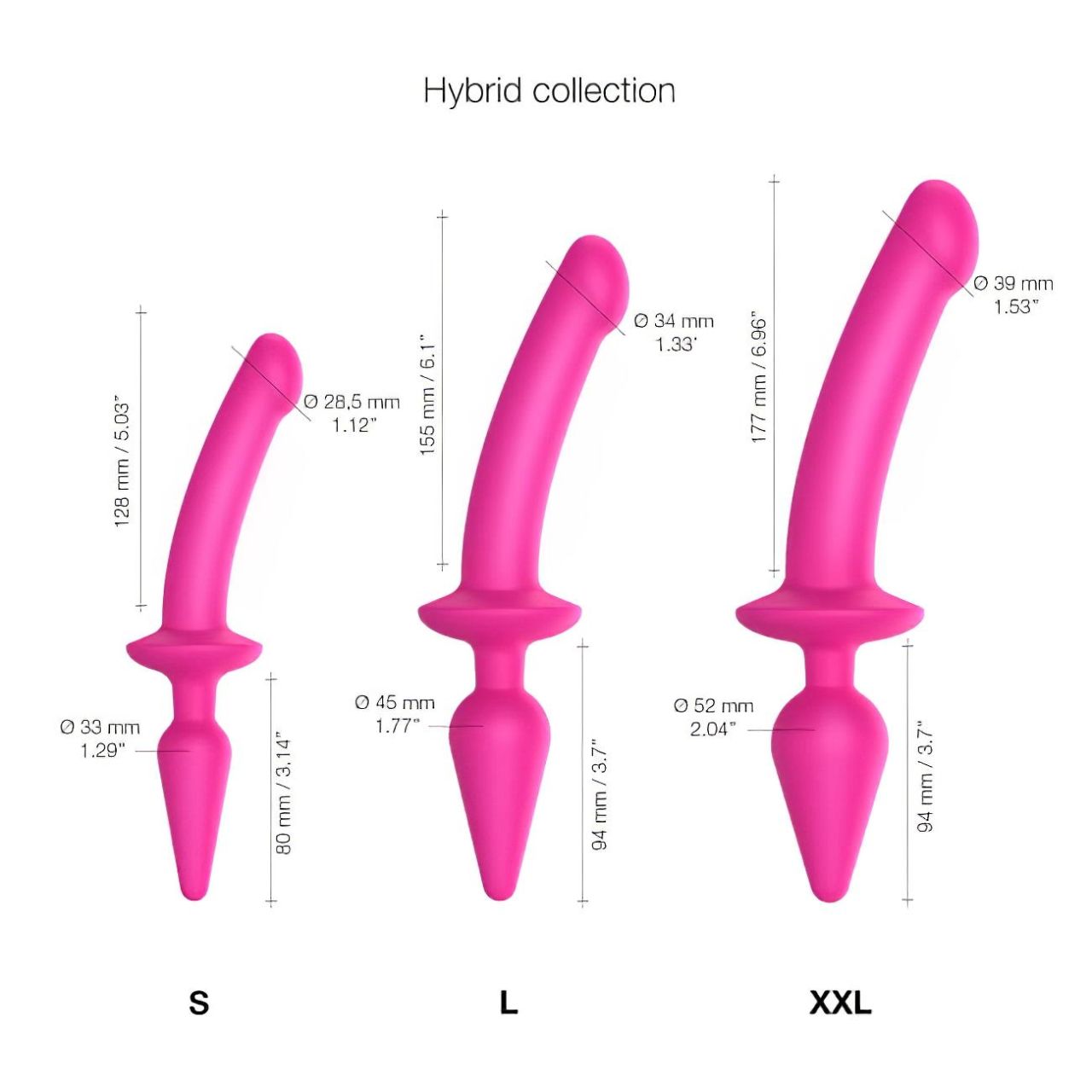 / Strap-on-me Swith Semi-Realistic XXL - 2in1 szilikon dildó (pink)