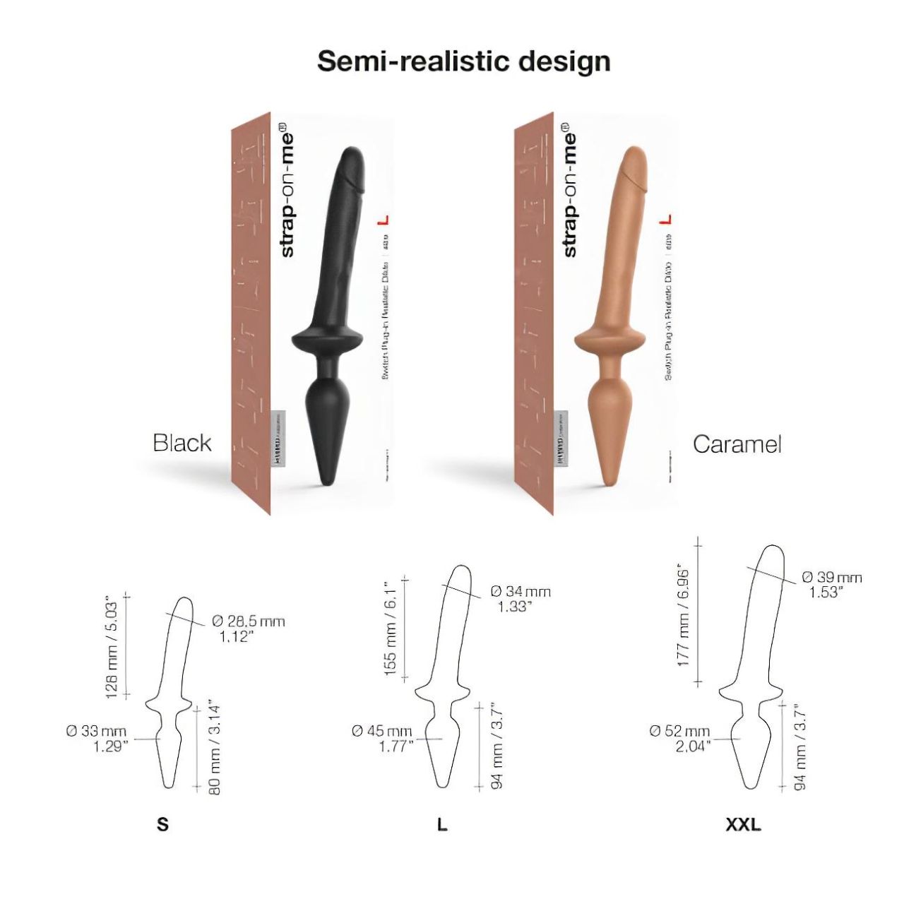 / Strap-on-me Swith Realistic L - 2in1 szilikon dildó (fekete)