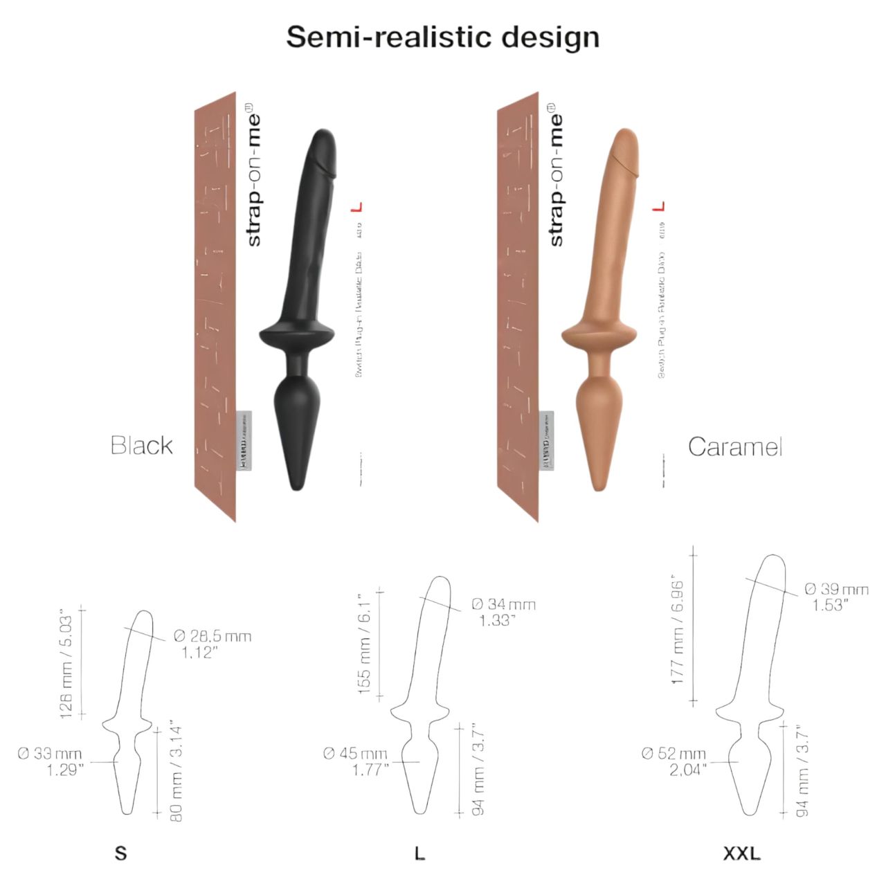 / Strap-on-me Swith Realistic XXL - 2in1 szilikon dildó (fekete)