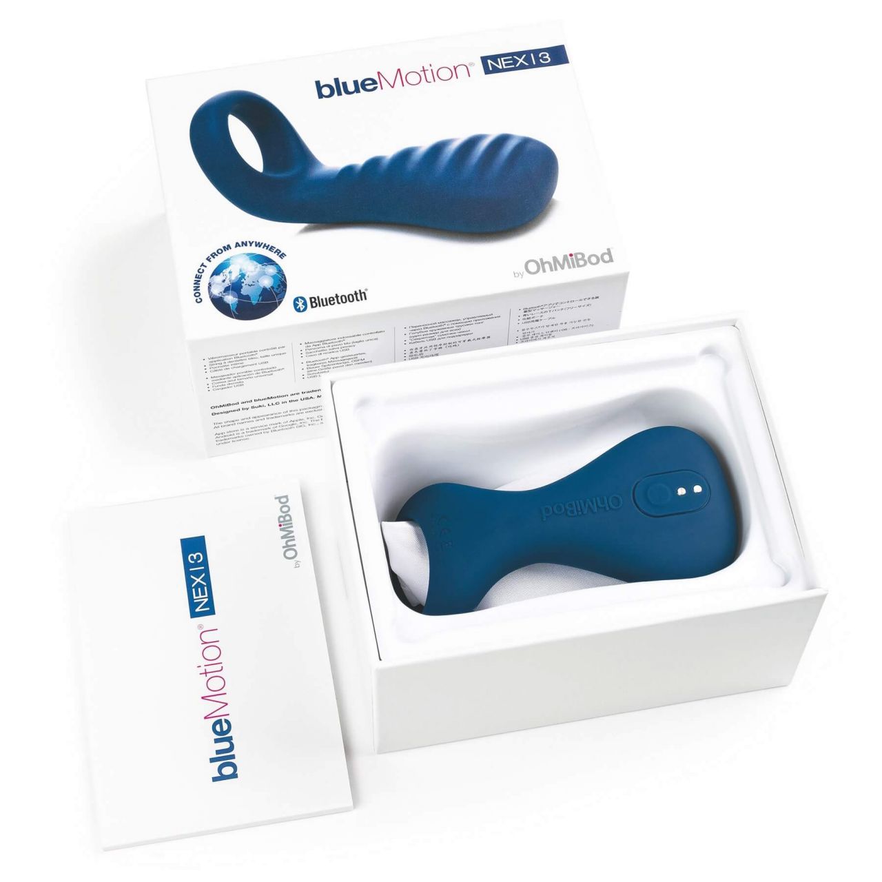 OHMIBOD Bluemotion Nex 3 - okos, akkus vibrációs péniszgyűrű (kék)