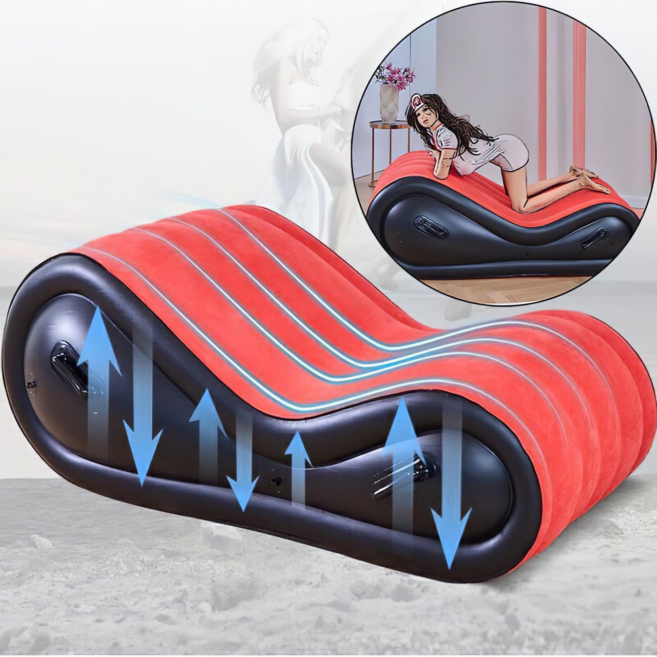 Magic Pillow - Felfújható BDSM bútor - bilinccsel - nagy (piros) Magic Pillow - Felfújható BDSM bútor - bilinccsel - nagy (piros)