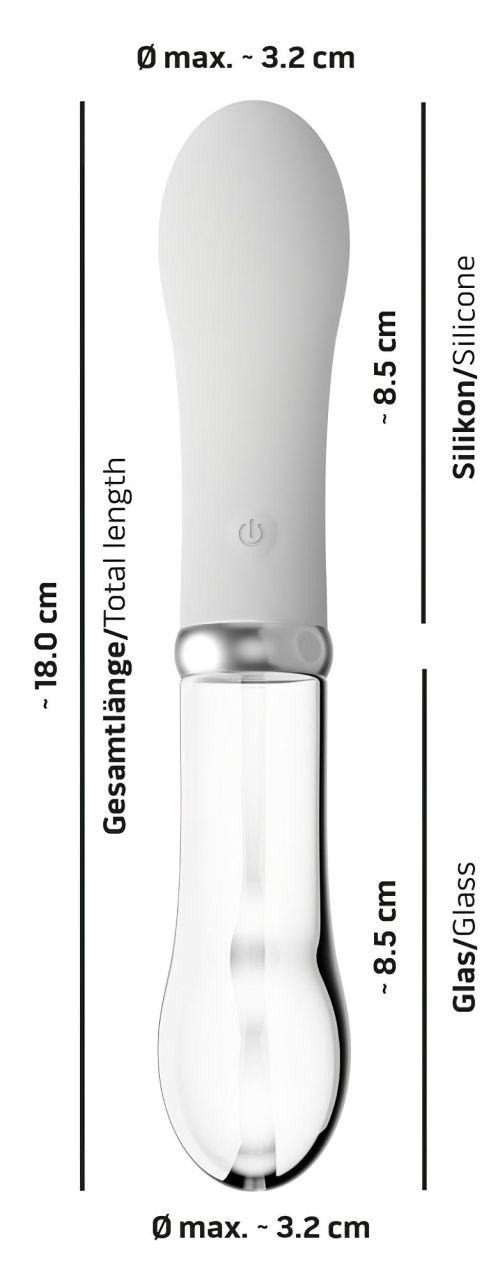 You2toys Liaison - szilikon-üveg LED vibrátor (áttetsző-fehér)