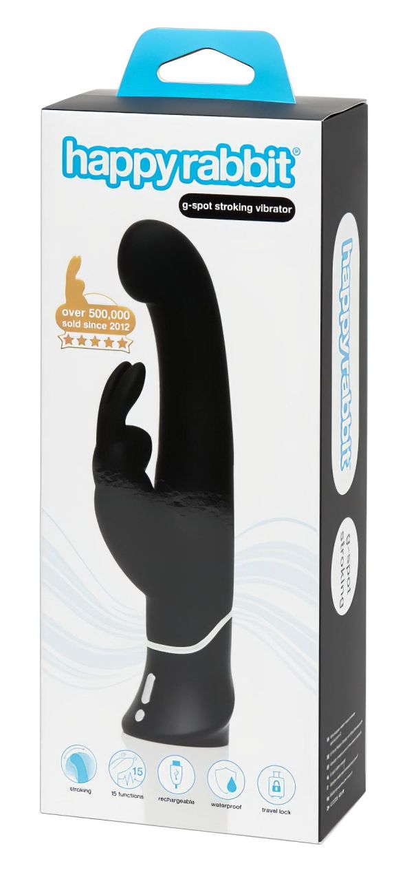 Happyrabbit G-spot - akkus, csiklókaros bólogató vibrátor (fekete)