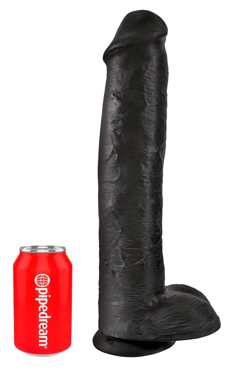 King Cock 15 - tapadótalpas, herés dildó (38cm) - fekete