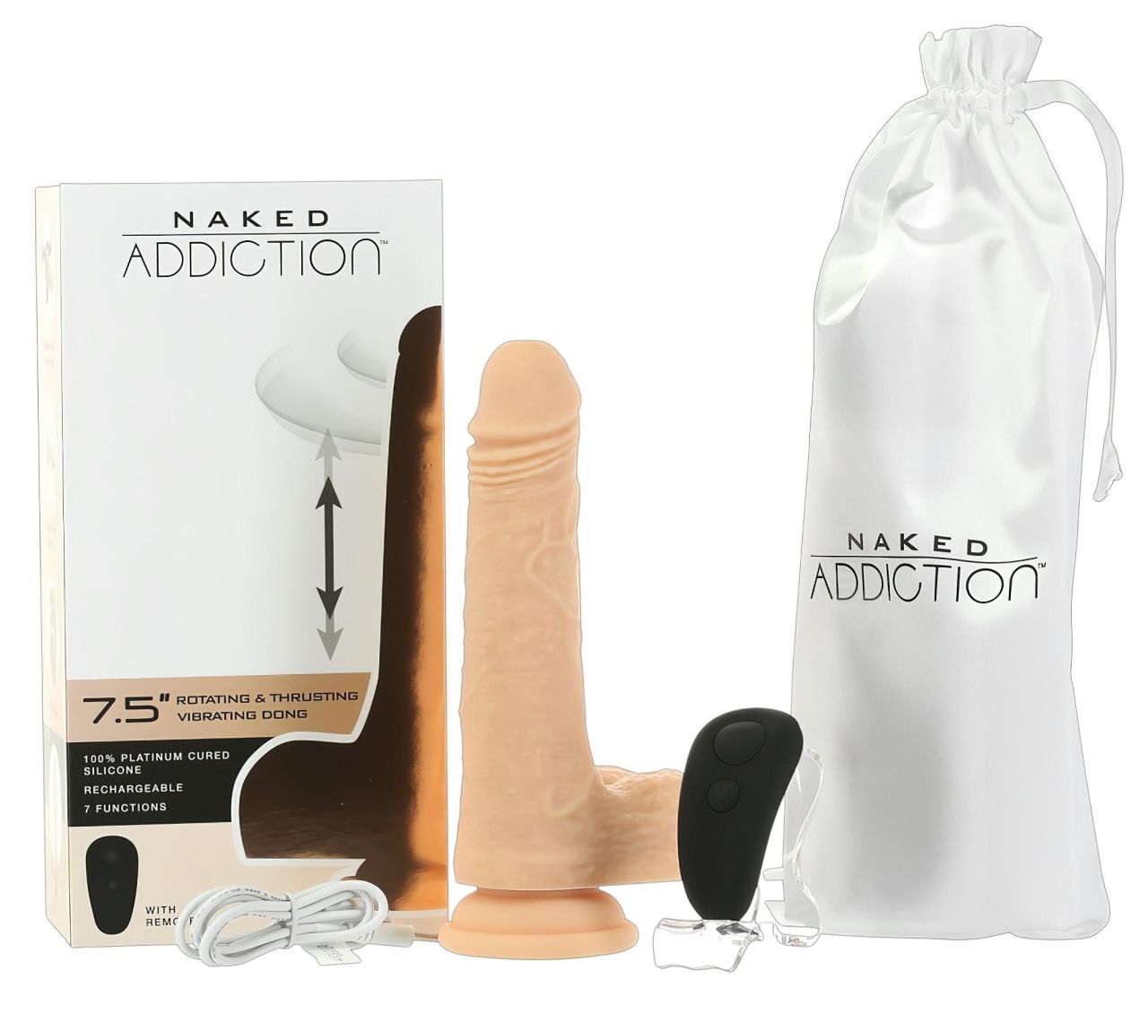 Naked Addiction Thrusting 7,5 - akkus, lökő vibrátor (19cm) - natúr