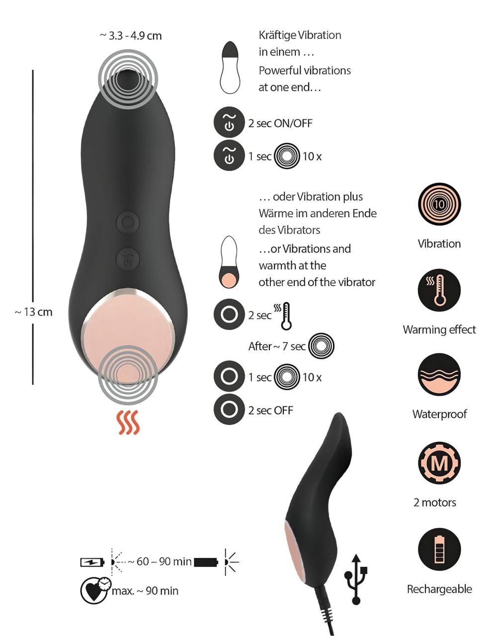 You2Toys CUPA - akkus, melegítős csiklóvibrátor (fekete)