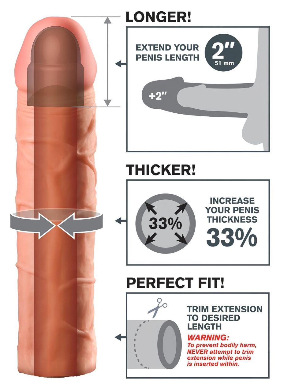 X-TENSION Perfect 2 - élethű péniszköpeny (20,3cm) - natúr