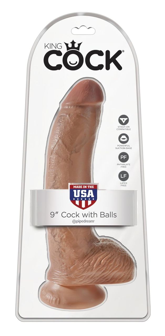 King Cock 9 herés dildó (23 cm) - barna