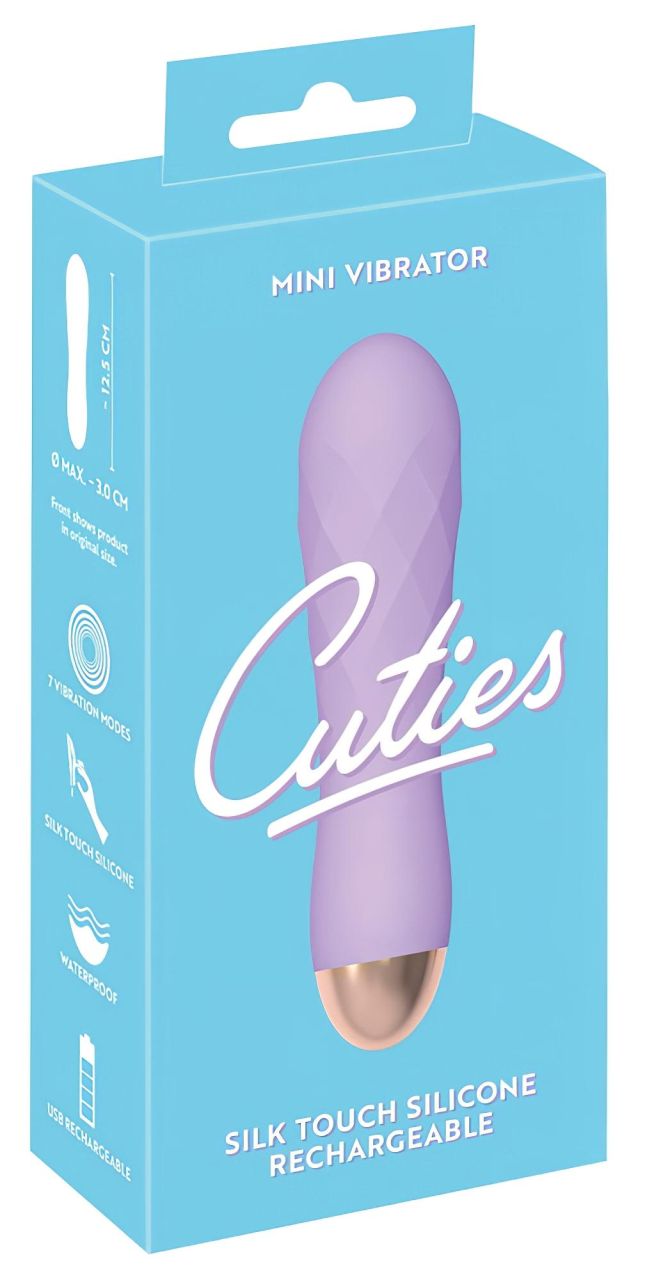 Cuties Mini - akkus, vízálló, rácsos vibrátor (lila)