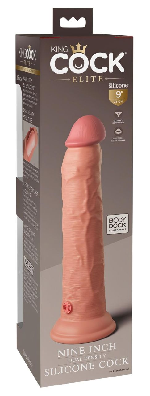 King Cock Elite 9 - tapadótalpas, élethű dildó (23cm) - natúr