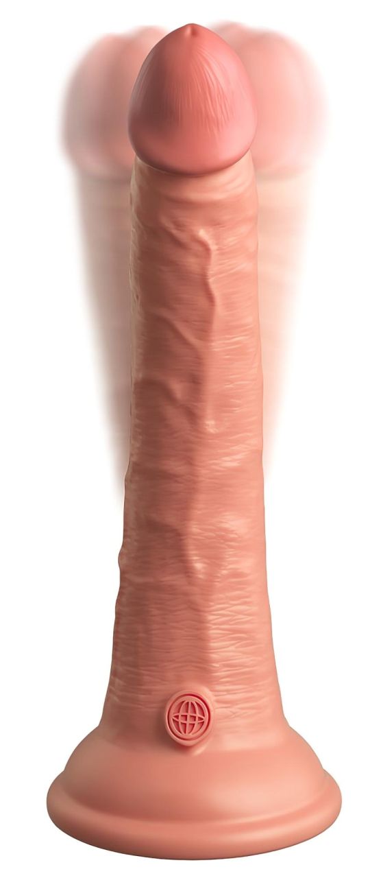 King Cock Elite 7 - tapadótalpas, rádiós vibrátor 18cm - natúr