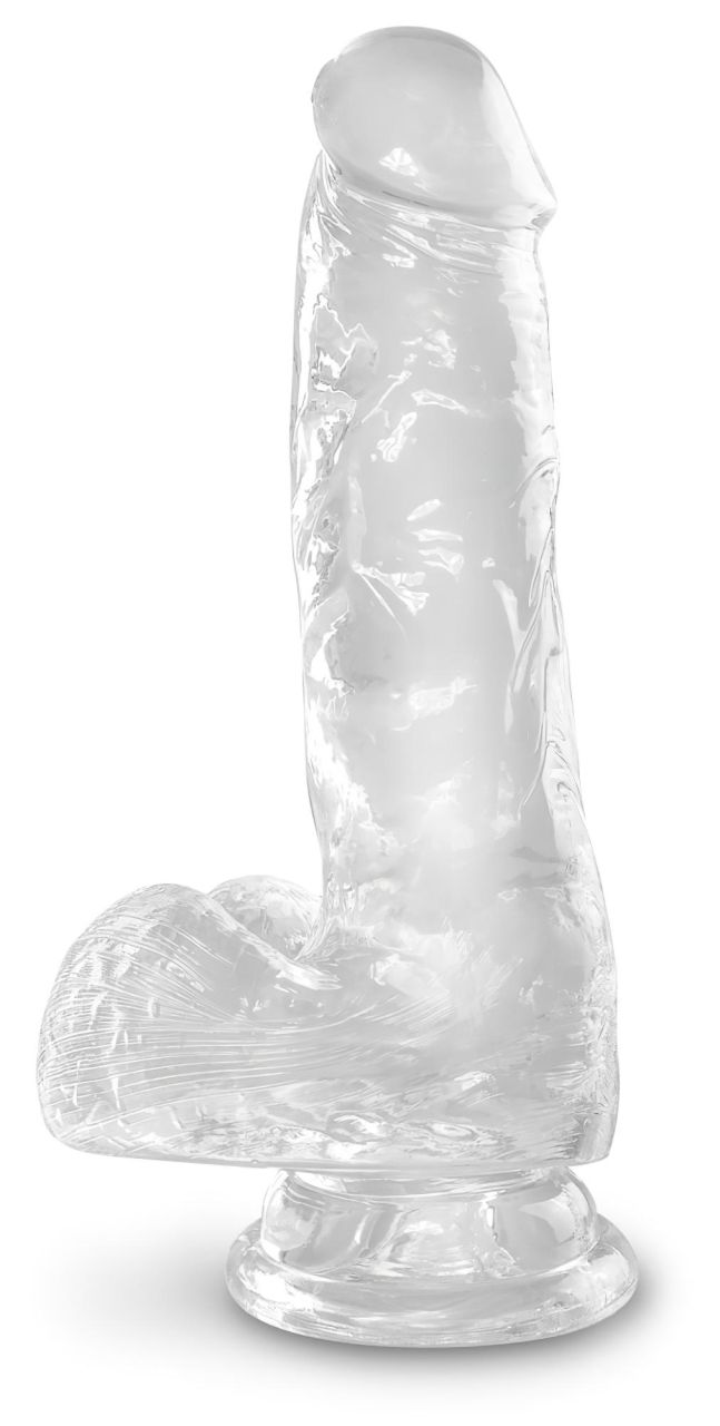 King Cock Clear 6 - tapadótalpas, herés kis dildó (15cm)