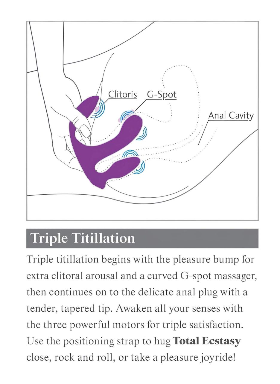 3Some total ecstasy - akkus, rádiós tripla vibrátor (lila)