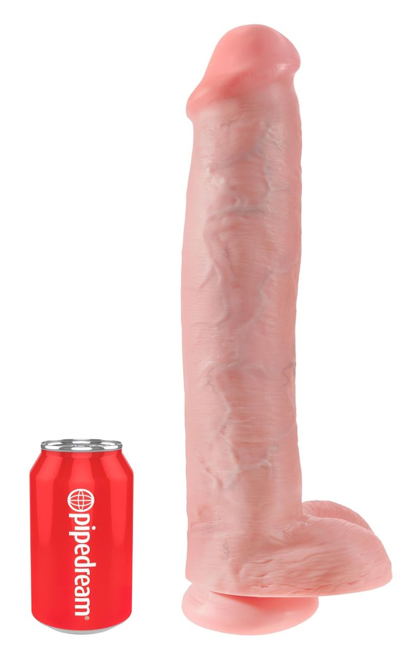 King Cock 15 - tapadótalpas, herés dildó (38cm) - natúr