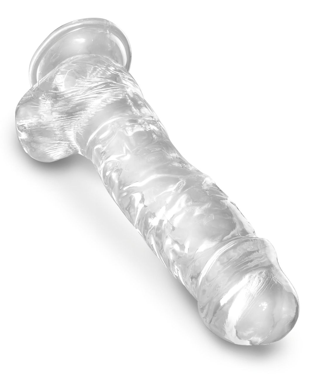 King Cock Clear 8 - tapadótalpas, herés dildó (20cm)