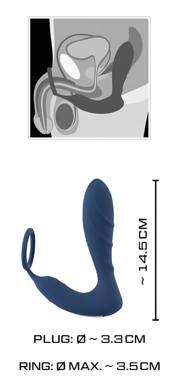 You2Toys Prostata Plug - rádiós anál vibrátor péniszgyűrűvel (kék)