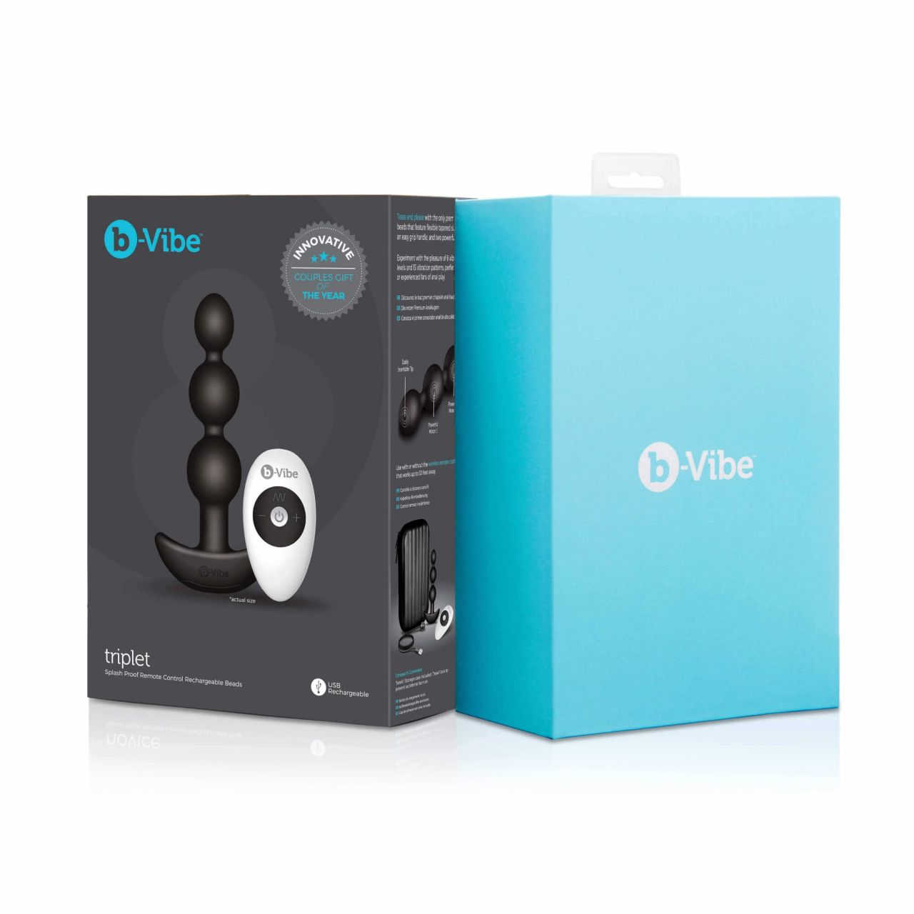 b-Vibe - tripla gyöngyös, akkus anál vibrátor (fekete)