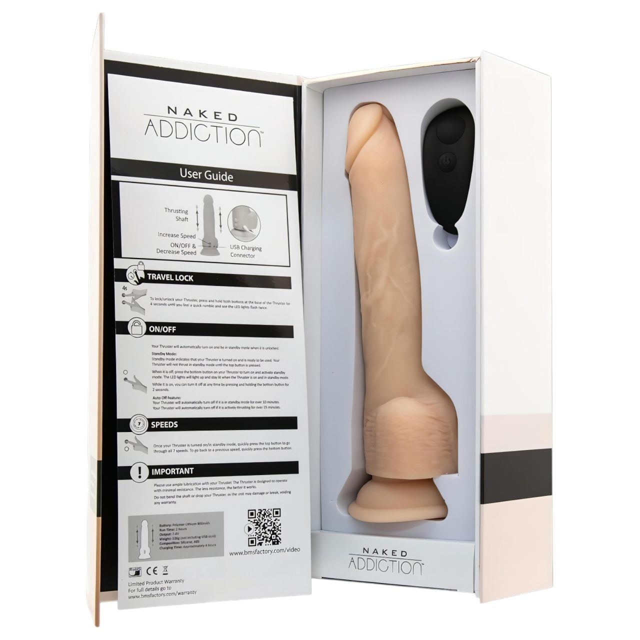 Naked Addiction Thrusting 9 - rádiós, lökő vibrátor - natúr (23cm)