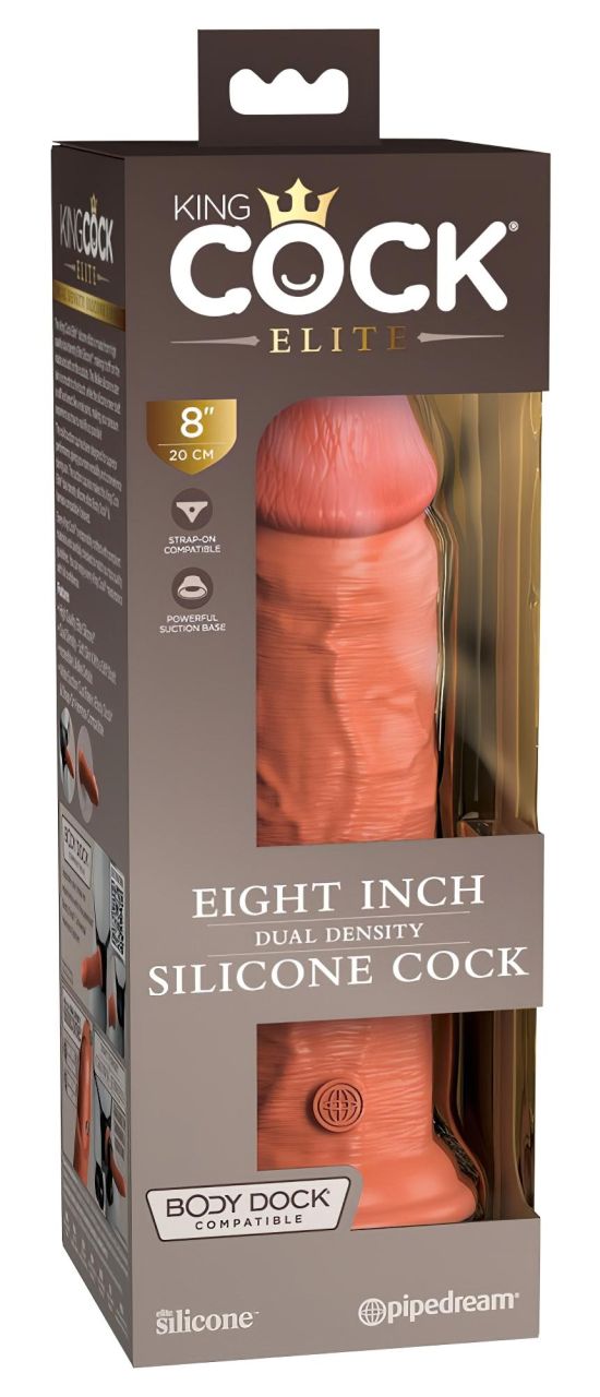 King Cock Elite 8 - tapadótalpas dildó (20cm) - sötét natúr